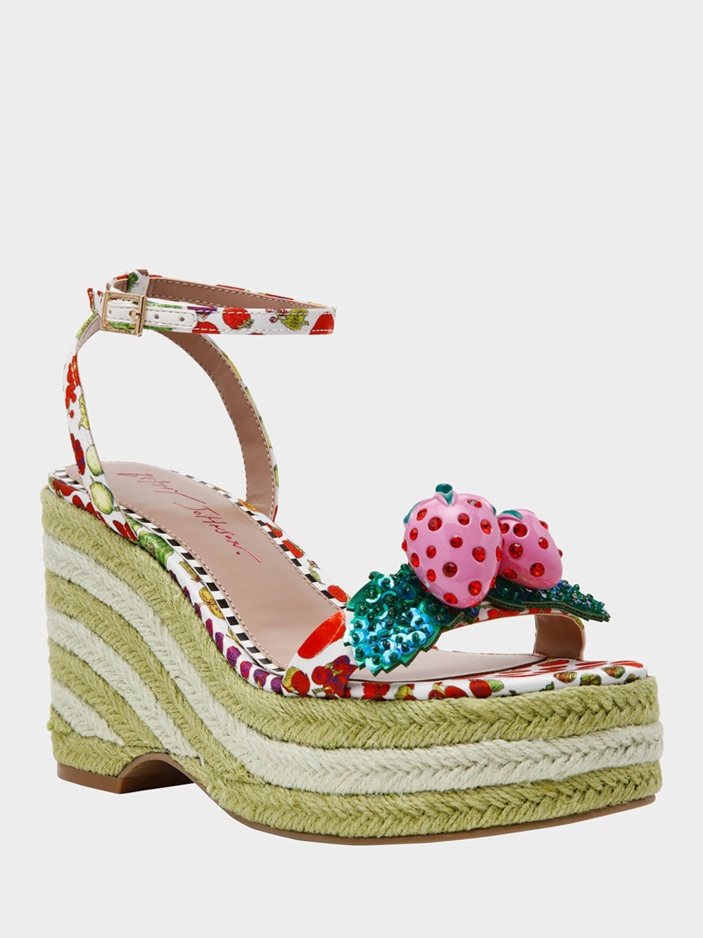 NWT BETSEY JOHNSON Bobbie white multi wedges